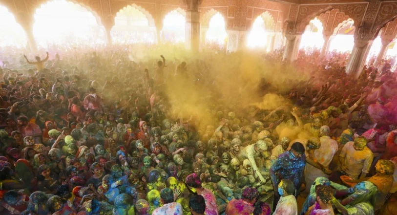 Holi celebration at Govind Dev Ji Temple Jaipur
