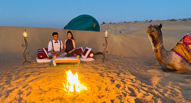 Romantic Candle Light Dinner on Dunes under the Stars
