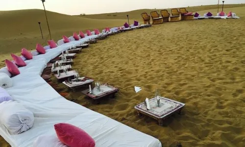 dinner at desert camp in desert of Jaisalmer